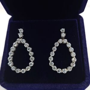 ✔️ GORGEOUS 14K 4.3 TCW WG NATURAL DIAMOND DROP EARRINGS ✔️  E-F / VS1-VS2